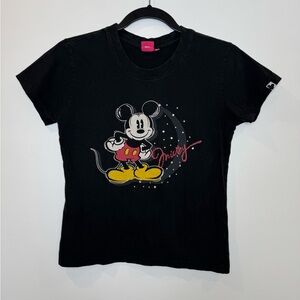 Y2K Disney Mickey Mouse baby tee bejewelled Black size XS